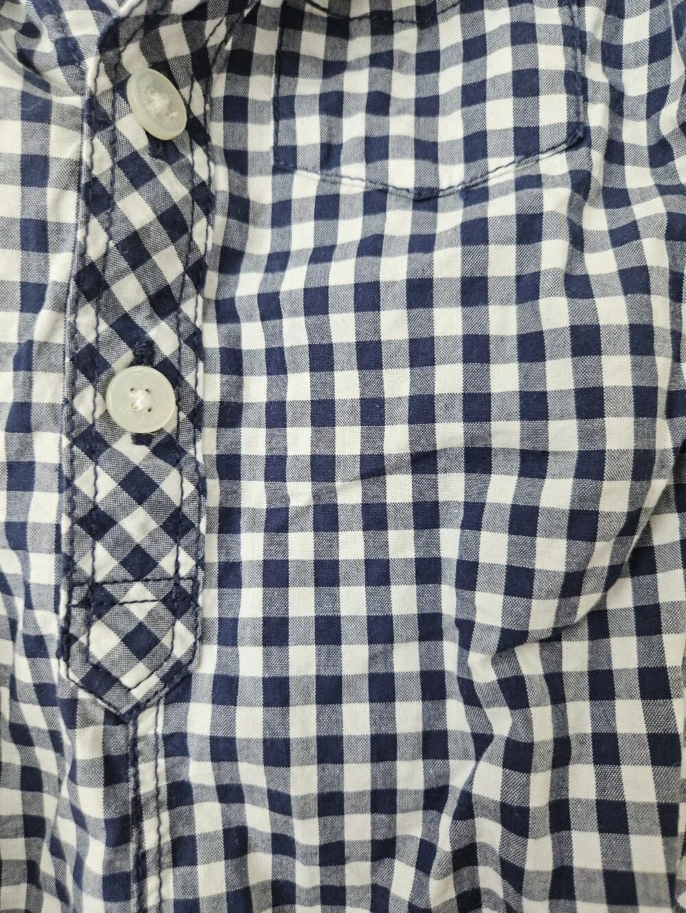 baby gap gingham short sleeve button down romper, 3-6 months